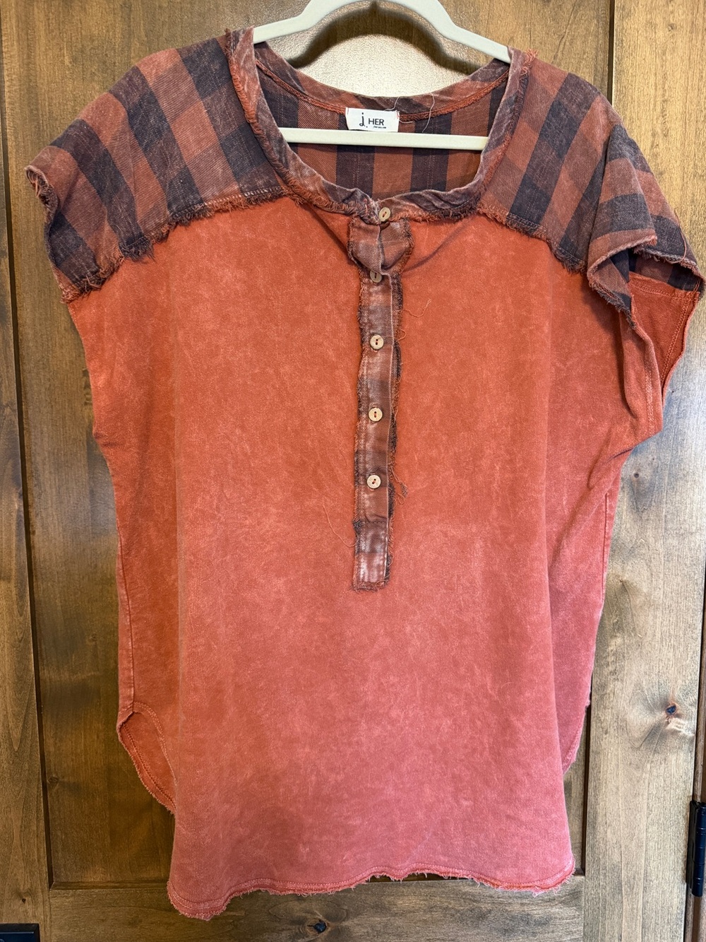 J Her acid wash checked top - size M - NEW